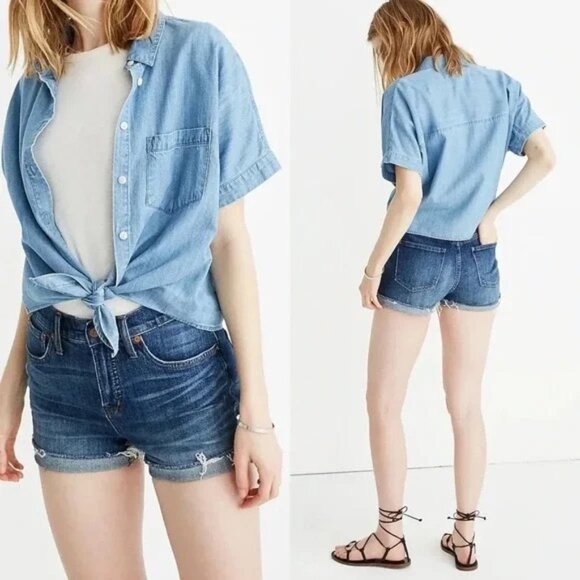 Madewell Cutoff Edition Glenoaks Wash Jean High-Rise Denim Shorts F7019 Size 29 - Picture 3 of 16